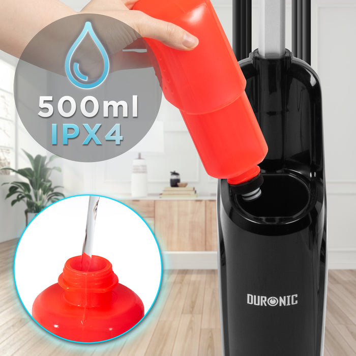 Duronic STM15 BK Scopa a Vapore 1500W, Lavapavimenti Senza Detergenti, Pulitore a Vapore per Pavimenti e Tappeti, Serbatoio 500 ml, Igienizza ed Elimina Batteri, Cavo 7 m, Nero