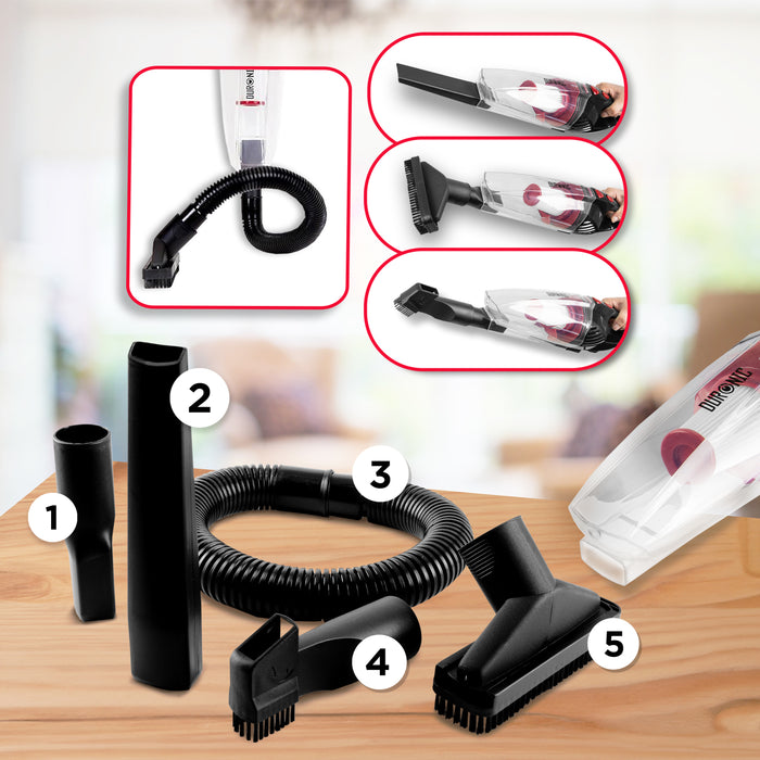 Duronic VC8 BK Scopa Elettrica 800W – Aspirapolvere e aspirabriciole senza sacco con filtro HEPA – Accessori inclusi – Ideale per ufficio e casa