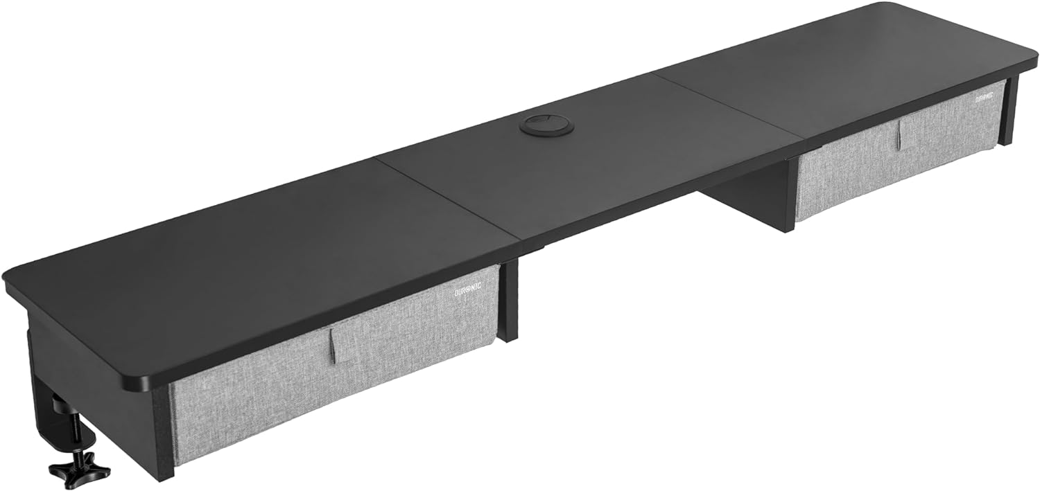 Duronic DD3 BK 120 cm Desk Top Nero con 2 cassetti |Compatibile con tutti i Desk Top da 120 cm | Accessorio per scrivania | Professionale estetico e organizzato | Superficie per sollevare lo schermo