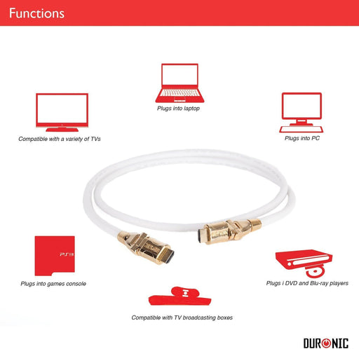 Duronic HDC01 1m Cavo HDMI schermato ad alta velocità | Trasmissione di segnale full HD 1080p 4K 2160p compatibilità ethernet | Cavo collegamento HDMI 1.4 con testina snodabile | Compatibile con TV