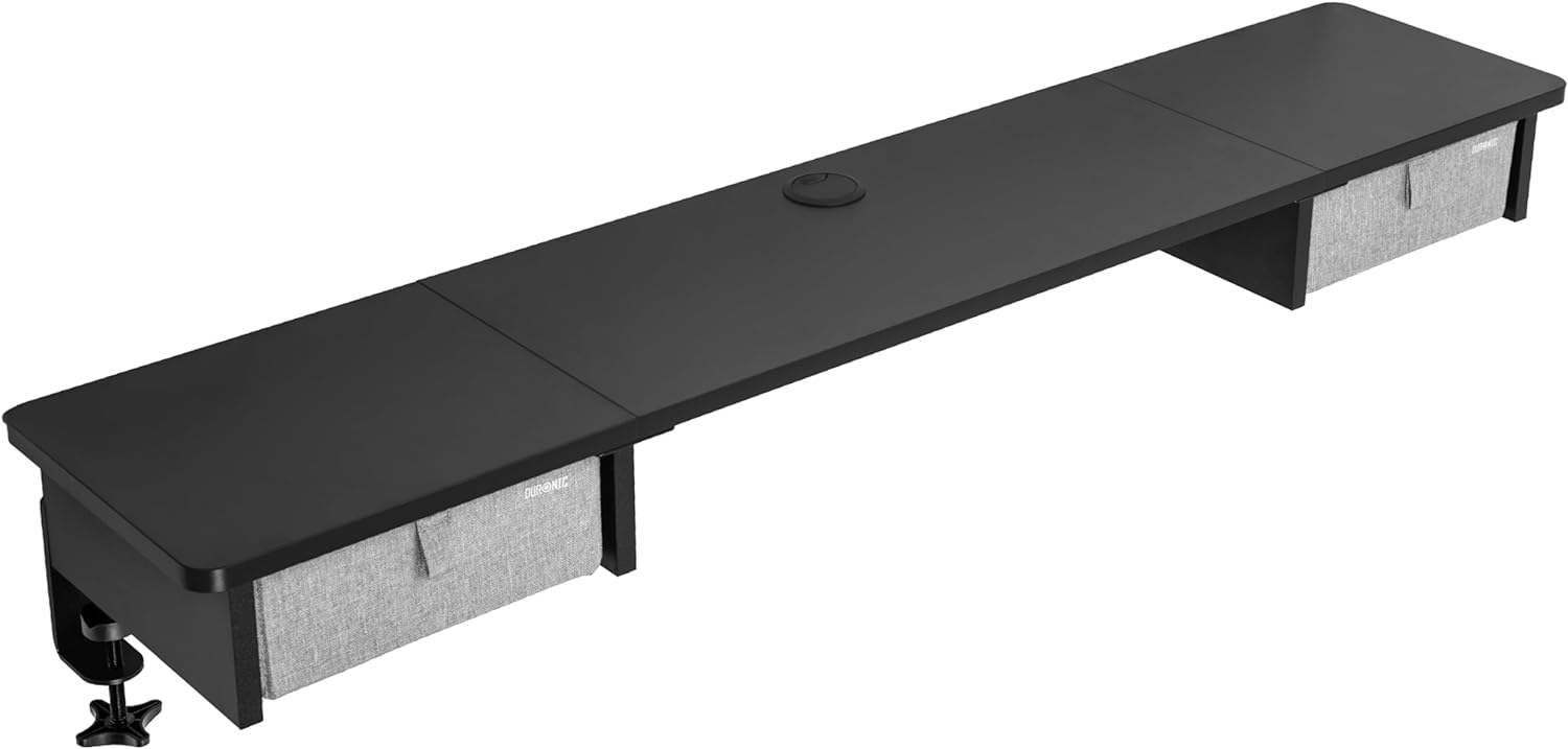 Duronic DD2 BK 120 cm Desk Top Nero con 2 cassetti | Compatibile con tutti i Desk Top da 120 cm | Accessorio per scrivania | Professionale estetico e organizzato | Superficie per sollevare lo schermo