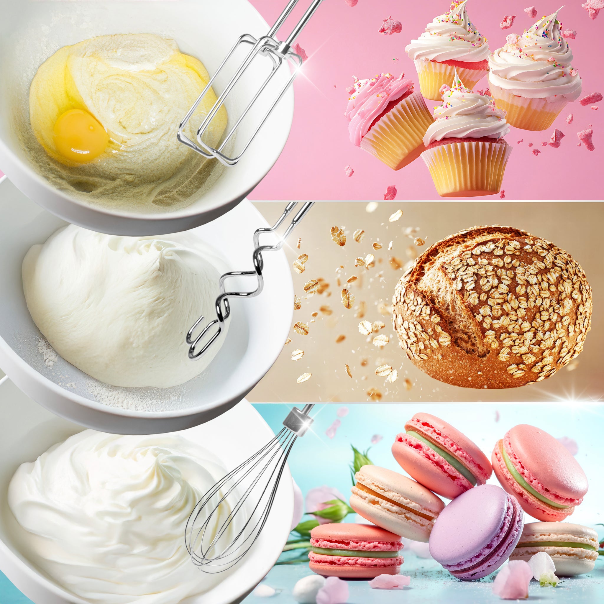 Duronic HM4 SR Sbattitore elettrico 400 W, Mixer 5 velocità e funzione turbo, Frusta elettrica con contenitore per accessori, 2 sbattitori 2 ganci e 1 frusta in acciaio INOX, Nero, Leggero