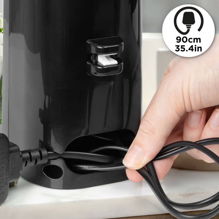 Duronic CO40 BK Apriscatole Elettrico 50W Automatico, Apri Lattine da Tavolo con Arresto Automatico, Affilacoltelli Integrato, Apribottiglie e Decapsulatore, Can Opener, Coperchio