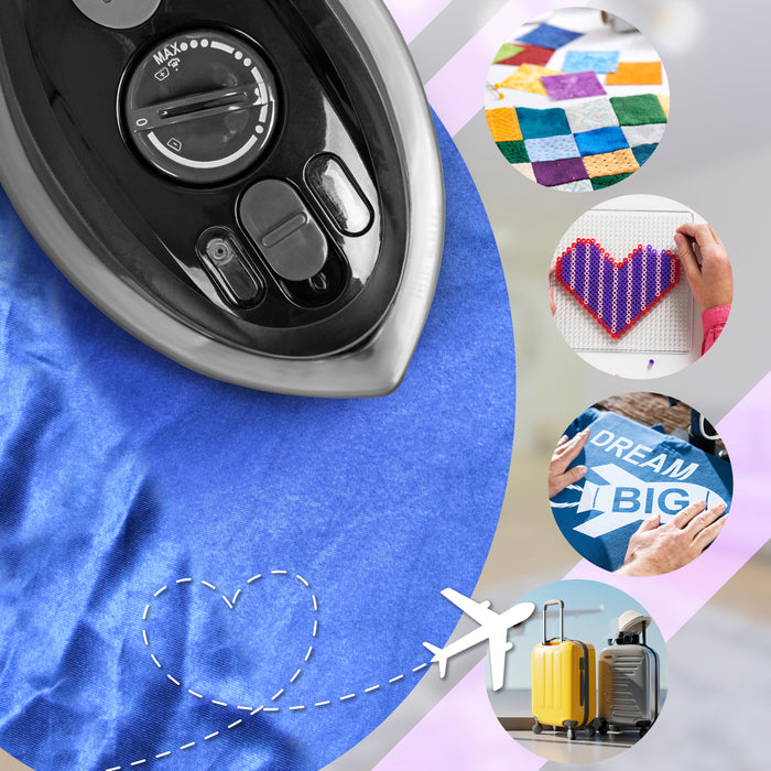 Duronic SI3 BK Mini Ferro da Stiro | Ferro da Viaggio a Vapore 400W | Serbatoio 35ml | Steamer Portatile con Base d’appoggio e borsello da Viaggio | per lavori di Cucito, Quilting | Nero