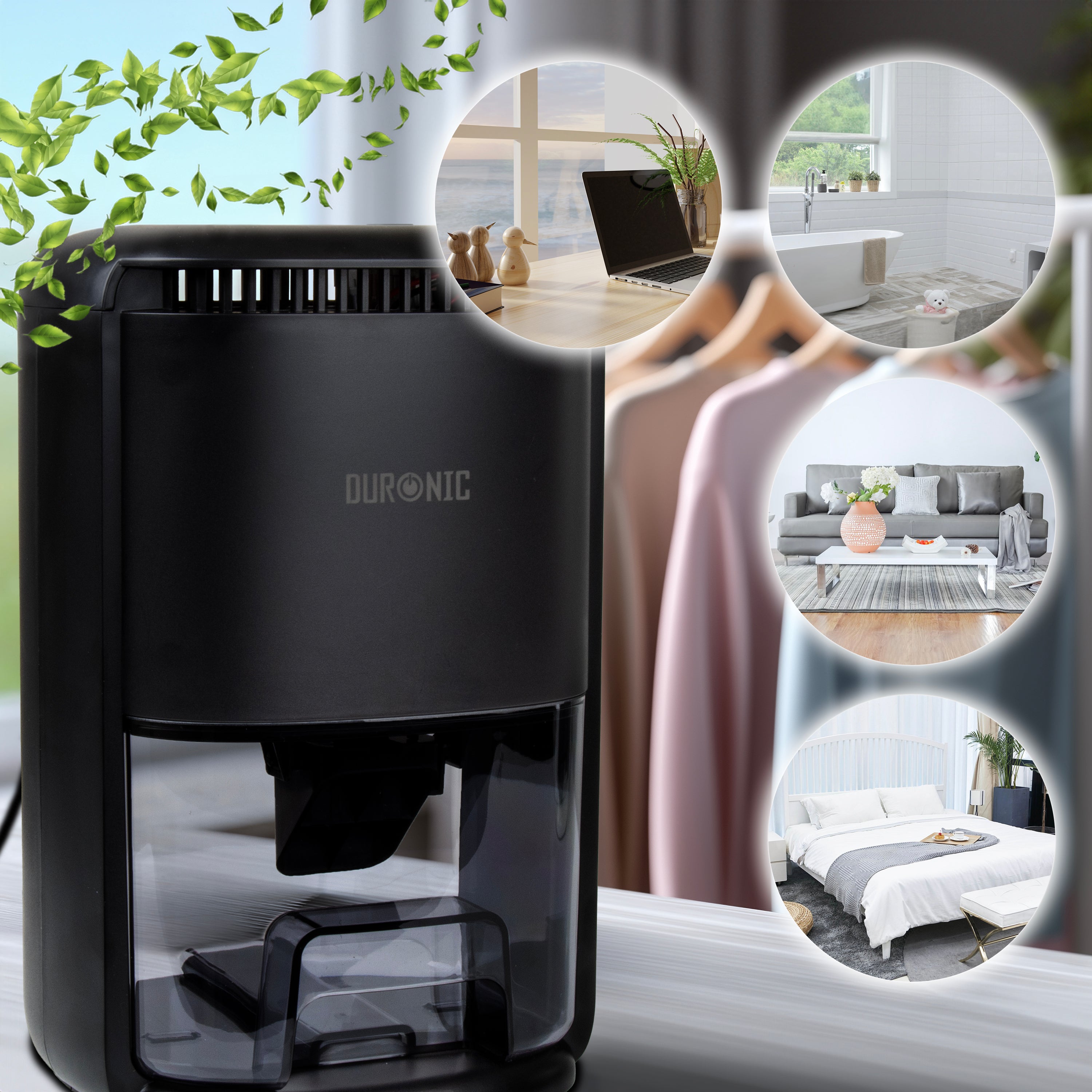 Duronic DH07 BK Mini Deumidificatore 22,5W 1L con Timer e Spegnimento Automatico, Deumidificatore Elettrico Compatto per Camera da Letto, Bagno e Casa, Anti Muffa, Condensa, Allergie e Umidità, Nero