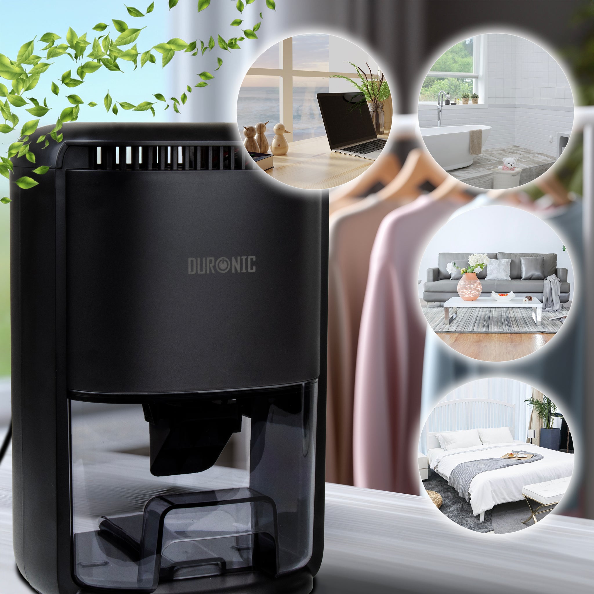 Duronic DH07 BK Mini Deumidificatore 22,5W 1L con Timer e Spegnimento Automatico, Deumidificatore Elettrico Compatto per Camera da Letto, Bagno e Casa, Anti Muffa, Condensa, Allergie e Umidità, Nero