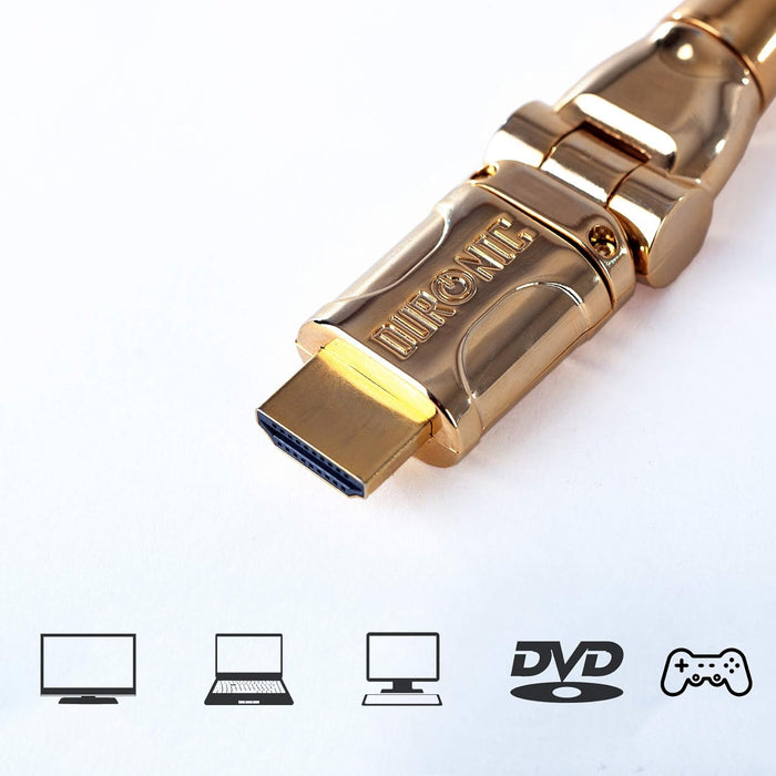 Duronic HDC01 - Cavo HDMI goldspec (Versione 1.4 3D) ad Alta velocità Placcato in Oro a 24k 1080p orientabile/Pieghevole HDMI-HDMI, Perfetto per PS3 Plasma LCD LED 3D HD TV Virgin Box Sky HD Sky+2m