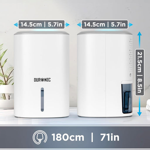 Duronic DH06 WE Deumidificatore 23W | 240ml al giorno|Capacità serbatoio 0.8L | Ideale per piccoli spazi | Previene muffa, cattivi odori e condensa! Mantiene gli oggetti asciutti