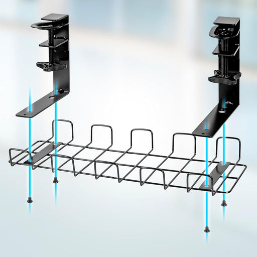 Duronic CMH2 supporto per cavi da scrivania| Nero lega d'acciaio dimensioni 40 x 16 x 17 cm |Stile moderno| Funzione di fissaggio a morsetto senza uso trapano|Sicuro ordinato conveniente estetico