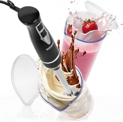 Duronic HB35C Frullatore a immersione 350W| 2 Bicchieri da 600 ml ciascuno| Lame e bacchetta in acciaio inox facili da pulire|2 velocità |Resistente al calore e allusura, versatile| Cavo lungo 150 cm
