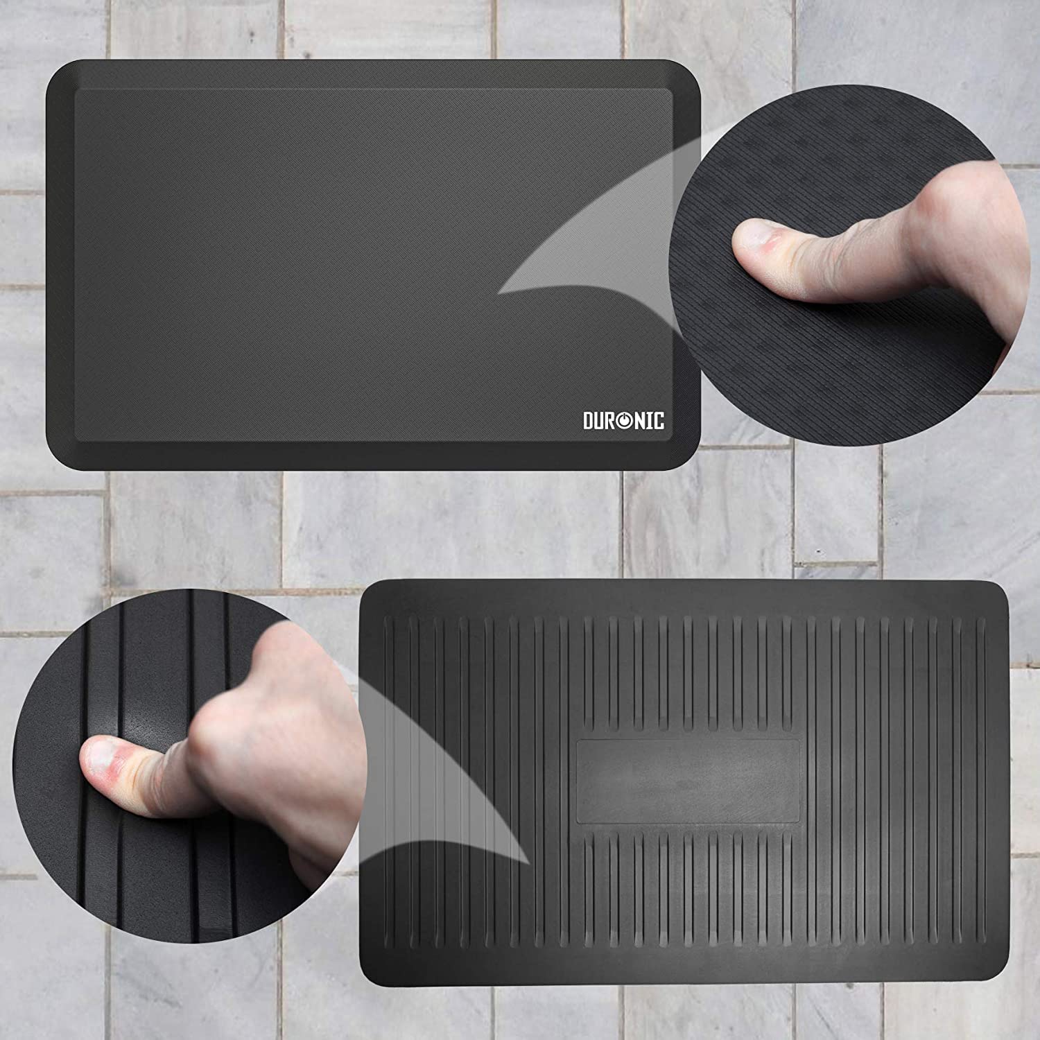 Duronic DM-MAT2 Tappetino Anti-fatica 71 x 43 cm | Poggia piedi ergonomico spessore 2 cm in gomma | Tappeto Poggiapiedi confortevole per stare in piedi | Supporto per lavorare in piedi | Riduce dolori