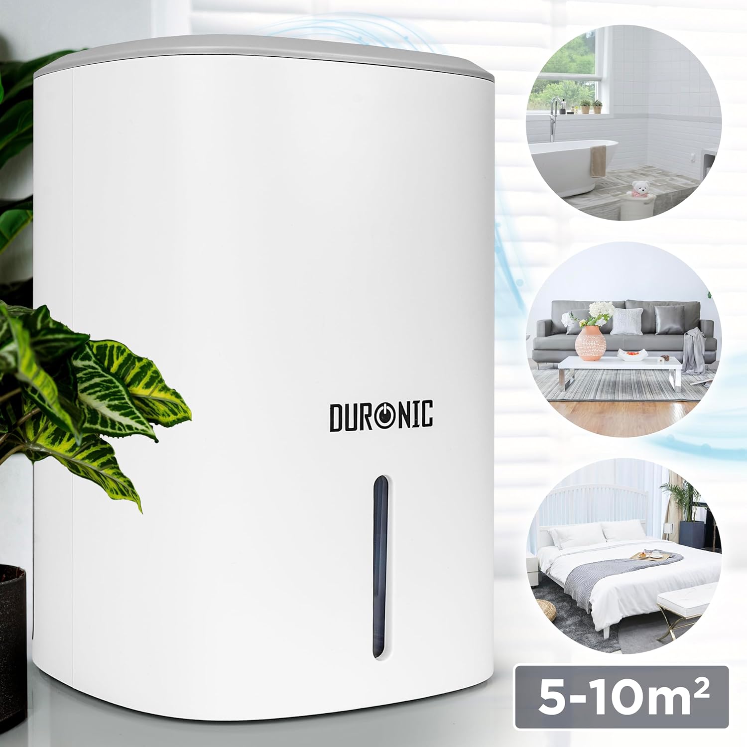 Duronic DH06 WE Deumidificatore 23W | 240ml al giorno|Capacità serbatoio 0.8L | Ideale per piccoli spazi | Previene muffa, cattivi odori e condensa! Mantiene gli oggetti asciutti