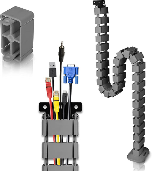 Duronic CM1DM SR Canalina per la gestione dei cavi - Regolabile in altezza - 4 canali per tavoli da ufficio - lunghezza 130 cm - Ideale per postazioni di lavoro - Agento