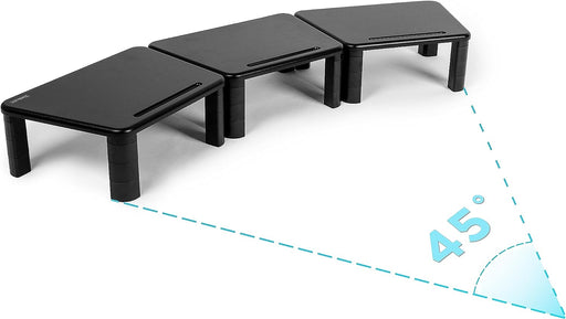 Duronic DM056 Supporto per Monitor Triplo | Sostegno per 3 schermi e Portatili | Rialzo Altezza Regolabile da 7-14,5cm | Dimensioni di ciascuna Piattaforma 40x28cm | capacità Peso 10kg | Ripiani