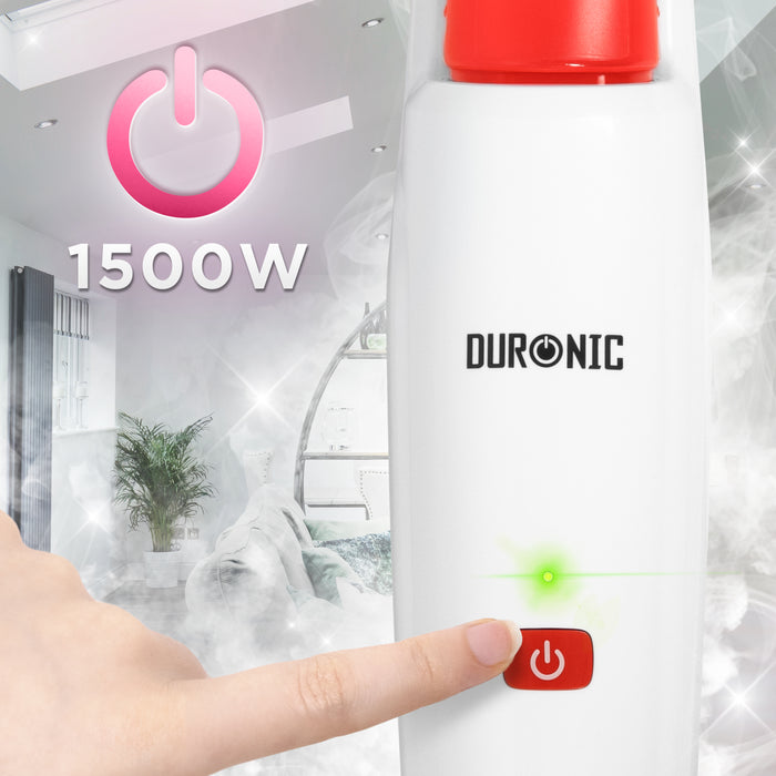 Duronic STM15 WE Scopa a Vapore 1500W, Lavapavimenti Senza Detergenti, Pulitore a Vapore per Pavimenti e Tappeti, Serbatoio 500 ml, Igienizza ed Elimina Batteri, Cavo 7 m, Bianco
