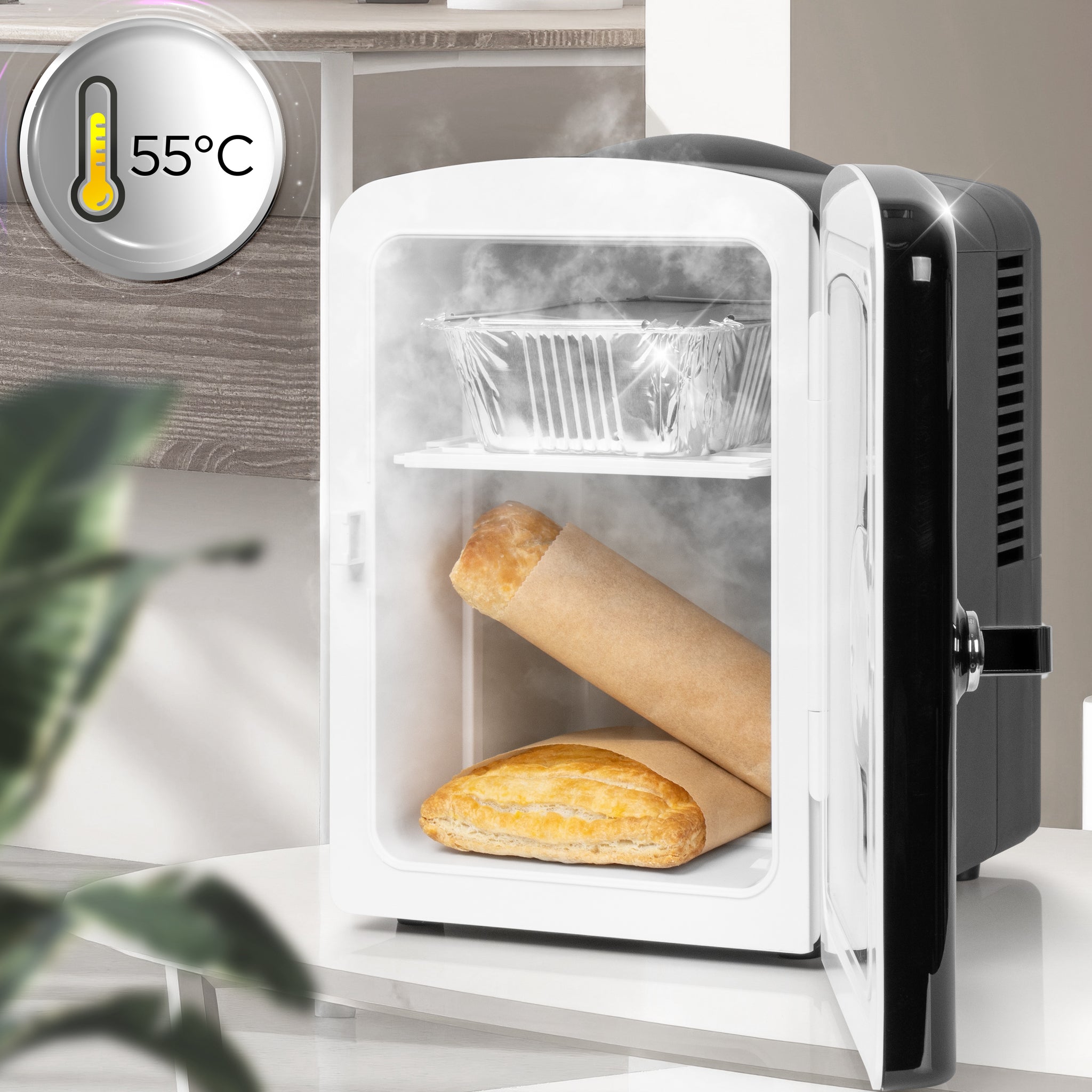 Duronic MFW4 BK Mini Frigo Portatile 4L Caldo Freddo Skincare Fridge per Cosmetici e Bevande Mini Cooler 6 Lattine AC/DC 12V Auto e 220V Casa Frigorifero Silenzioso per Camera Ufficio