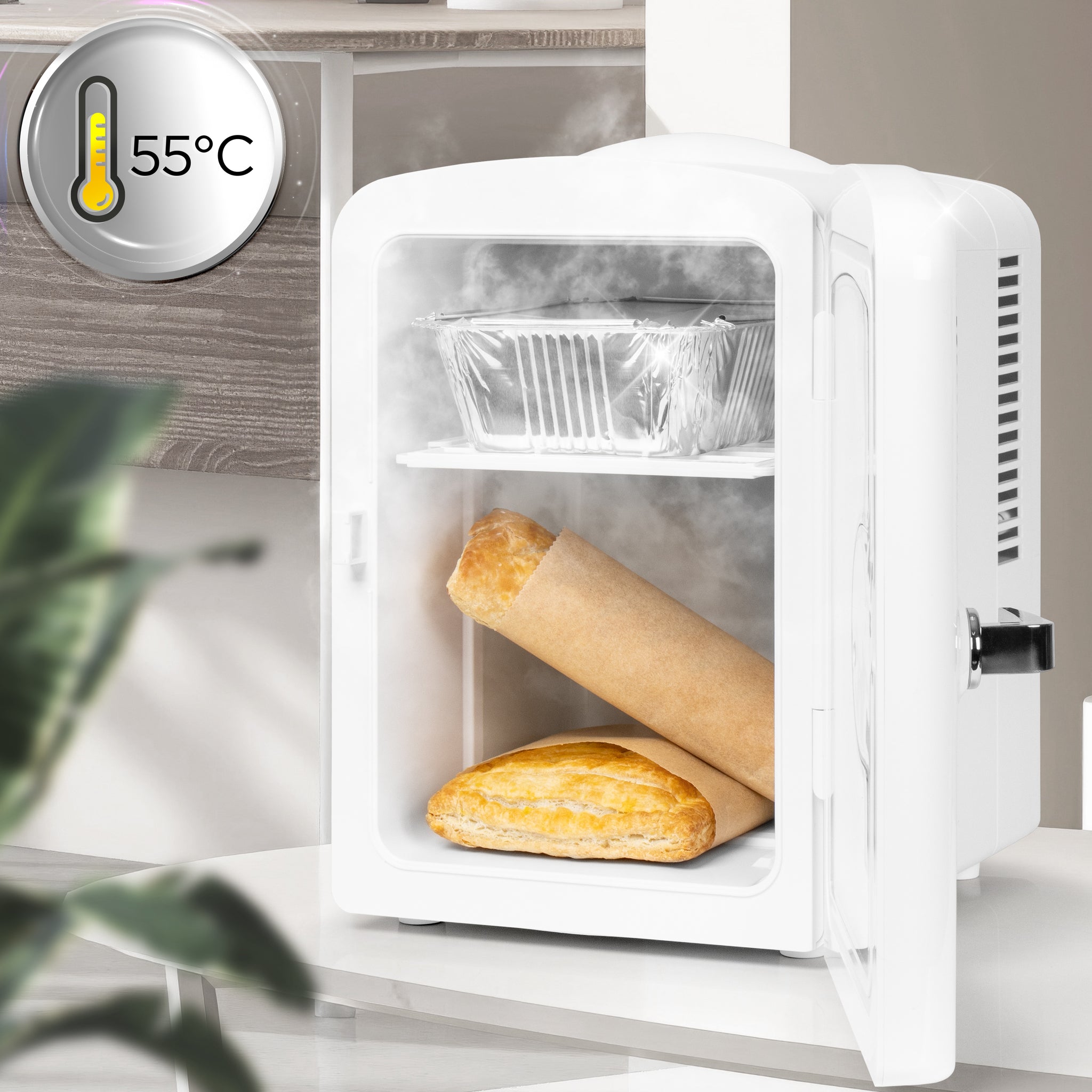 Duronic MFW4 WE Mini Frigo Portatile 4L Caldo Freddo Skincare Fridge per Cosmetici e Bevande Mini Cooler 6 Lattine AC/DC 12V Auto e 220V Casa Frigorifero Silenzioso per Camera Ufficio