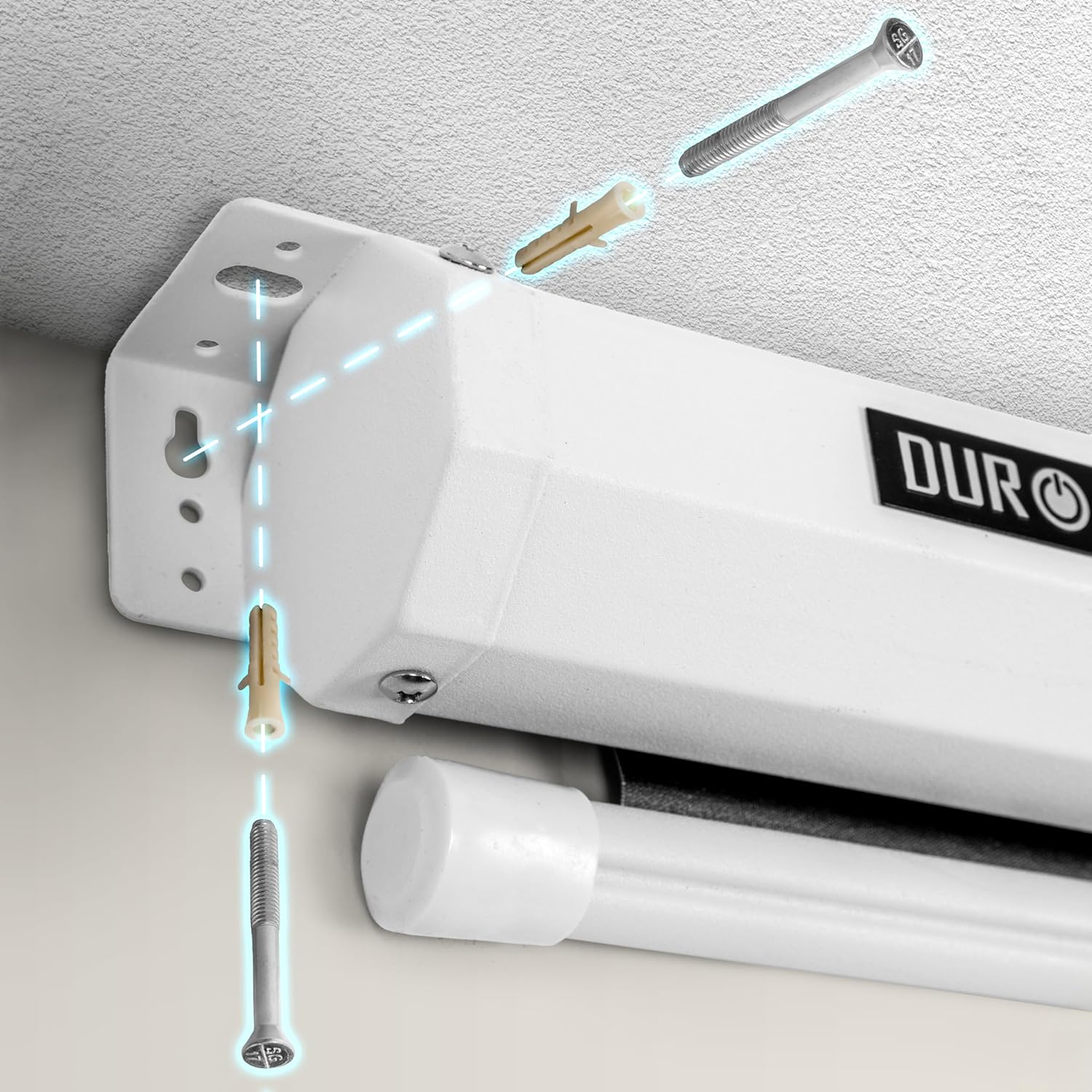 Duronic MPS100 WE 16/9 Schermo di proiezione 100 formato 16:9 / 125 x 221 cm telo da proiezione a sviluppo manuale - Fissaggio a muro o a soffitto - Full HD 3D 4K - Home cinema home theater ufficio