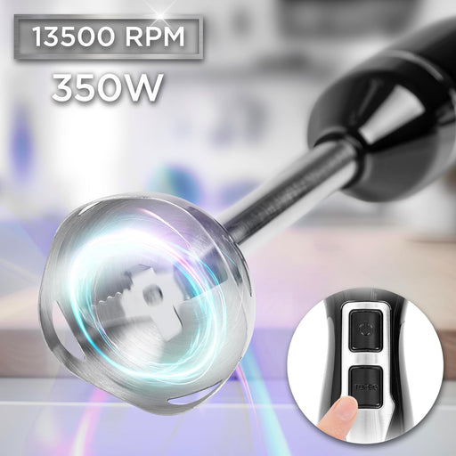 Duronic HB35B Frullatore a immersione 350W| Lame e bacchetta in acciaio inox facili da pulire| Impugnatura sottile, 2 velocità diverse| Resistente al calore e allusura, versatile| Cavo lungo 150 cm