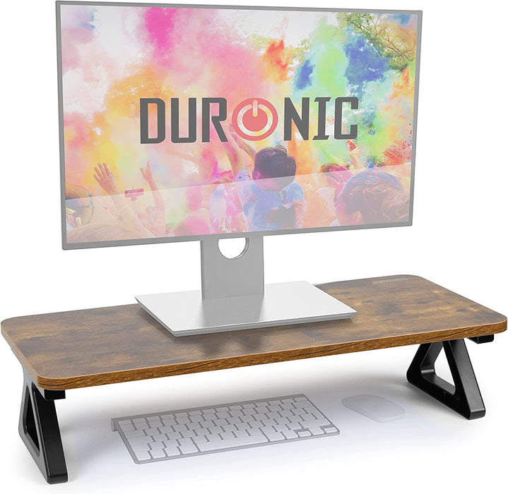 Duronic DM06-1 AW Supporto Monitor scrivania Dimensioni 62 x 30 cm Legno Antico - Supporto da Tavolo Altezza 15 cm per Monitor e Laptop - capacità 10kg - Mensola ergonomica