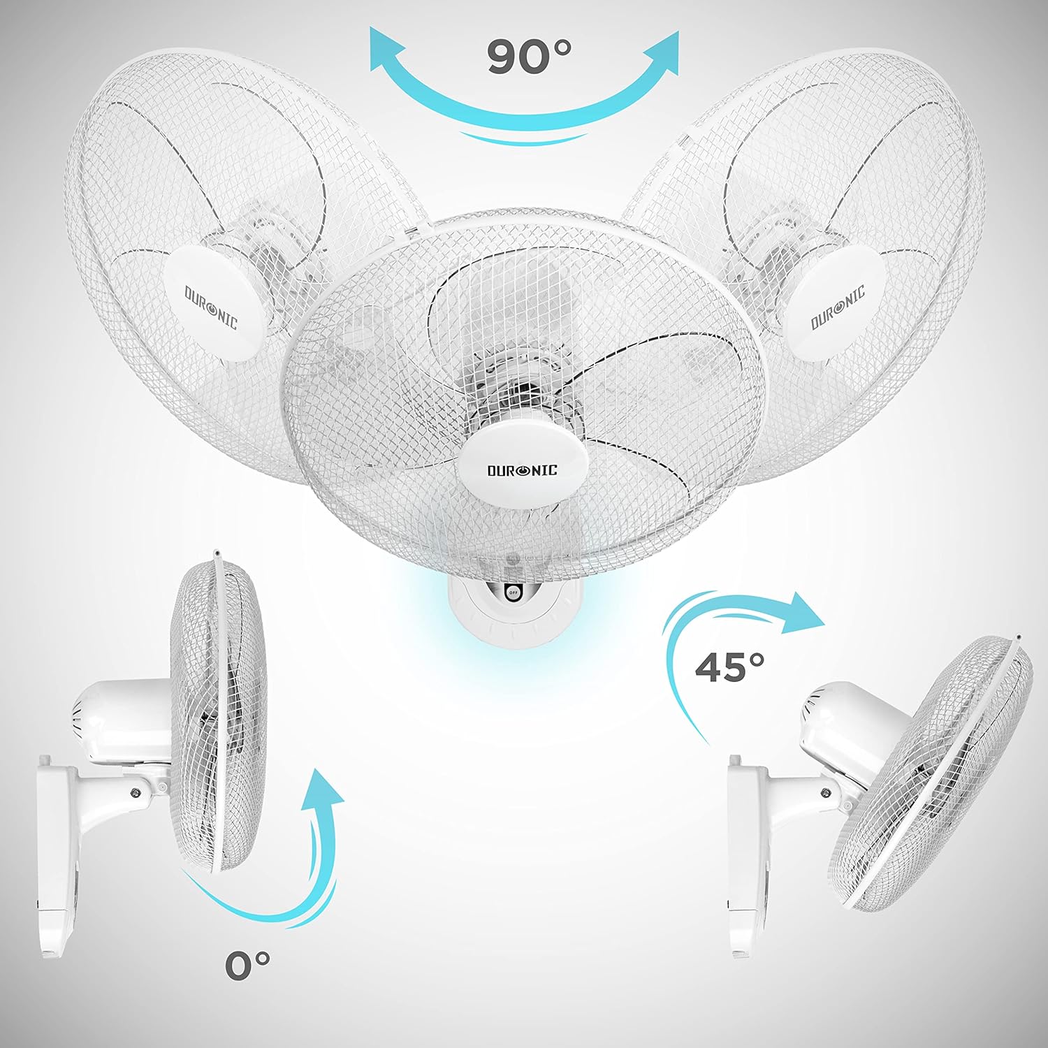 Duronic FN55 WE Ventilatore da parete 60 W | 3 velocità con telecomando | 5 Pale ultra silenzioso con timer fino a 4h | Ventola oscillante | Fissaggio a muro montaggio e smontaggio rapido | Bianco