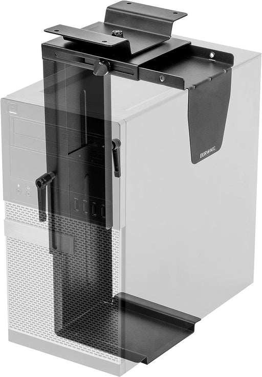Duronic DMHD1 Supporto per CPU sotto la scrivania | Sostegno PC fisso regolabile | Peso massimo 10kg | Supporto per computer girevole 360° | Compatibile con tutti i CPU torre
