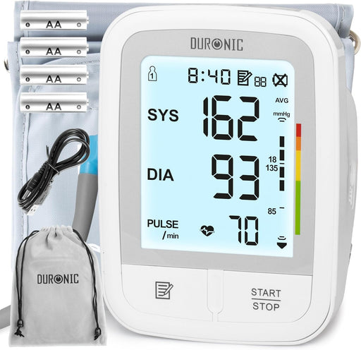 Duronic BPM95 Misuratore di Pressione da Braccio Digitale, Sfigmomanometro Automatico con Bracciale Regolabile, Memoria e Rilevazione Aritmie, 4 Batterie AA Incluse, Preciso e Facile da Usare