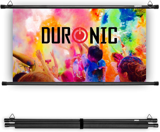 Duronic BPS70 16/9 Schermo di proiezione 70” formato 16:9/155 x 87 cm telo proiettore telo da proiezione Barra a gancio per esterni ed interni Full HD 3D 4K - Home cinema home theater ufficio