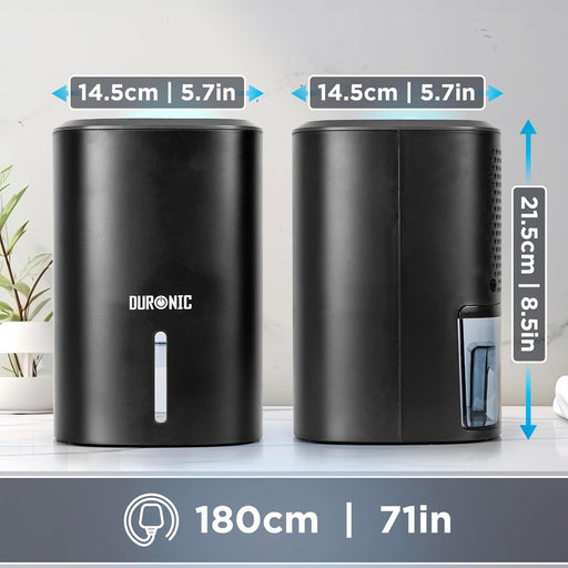 Duronic DH06 BK Deumidificatore 23W | 240ml al giorno|Capacità serbatoio 0.8L | Ideale per piccoli spazi | Previene muffa, cattivi odori e condensa| Mantiene gli oggetti asciutti