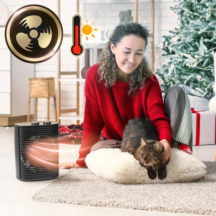 Duronic HV32 BK Stufetta Elettrica Portatile 2000W, Termoventilatore Compatto Silenzioso, 3 Modalità, Termostato Regolabile, Protezione Anti-Ribaltamento, Mini Heater per Casa e Ufficio