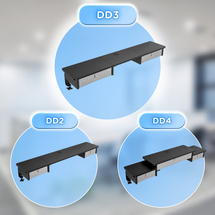 Duronic DD3 BK 120 cm Desk Top Nero con 2 cassetti |Compatibile con tutti i Desk Top da 120 cm | Accessorio per scrivania | Professionale estetico e organizzato | Superficie per sollevare lo schermo