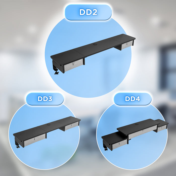 Duronic DD2 BK 120 cm Desk Top Nero con 2 cassetti | Compatibile con tutti i Desk Top da 120 cm | Accessorio per scrivania | Professionale estetico e organizzato | Superficie per sollevare lo schermo