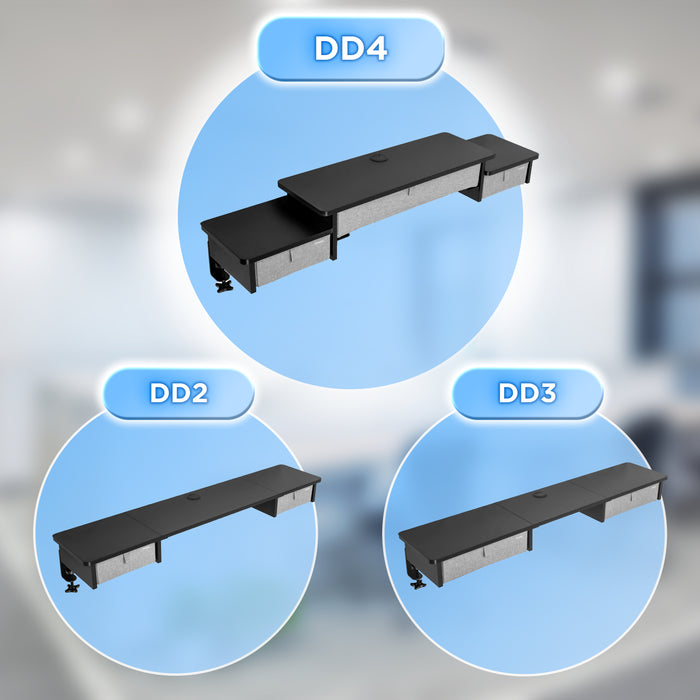 Duronic DD4 BK 120 cm Desk Top Nero con 3 cassetti | Compatibile con tutti i Desk Top da 120 cm | Accessorio per scrivania | Professionale estetico e organizzato | Superficie per sollevare lo schermo