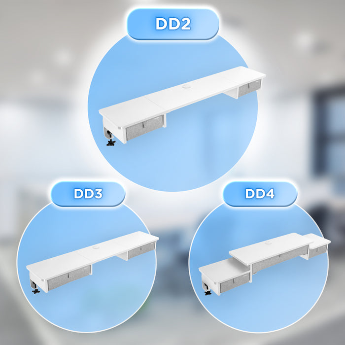 Duronic DD2 WE 120 cm DeskTop Bianco con 2 cassetti | Compatibile con tutti i Desk Top da 120 cm | Accessorio per scrivania | Professionale estetico e organizzato | Superficie per sollevare lo schermo
