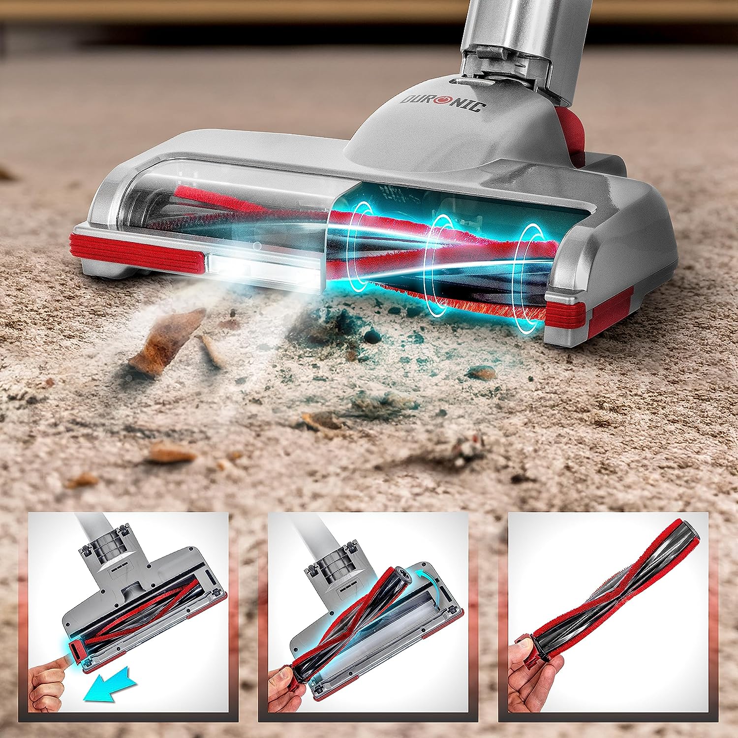 Duronic VC24 Scopa elettrica ricaricabile 220 W | 3 velocità | Aspirapolvere e aspirabriciole senza fili | Batteria ricaricabile | Autonomia 50 min | Senza sacco | Filtro HEPA | Tappeti e pavimenti