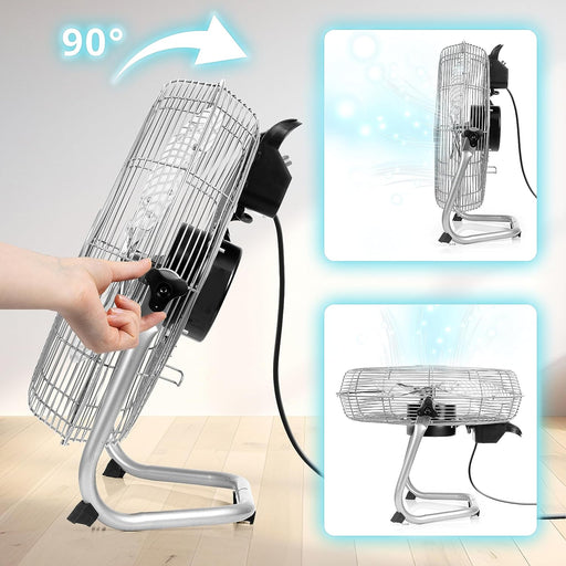 Duronic FN16 Ventilatore silenzioso da pavimento, tavolo 75W | Ventola in metallo 16 | 4 velocità | Inclinazione 90° | Macchina vento cromata | Casa, cucina, palestra, magazzini, ufficio