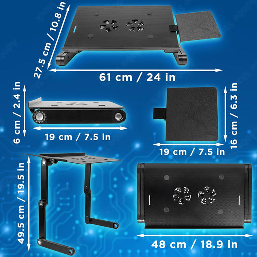 Duronic DML141 Supporto per laptop, con ventola USB e piattaforma mouse | Base regolabile con diverse angolazioni | 6 gambe articolate | Corregge la tua postura sul lavoro