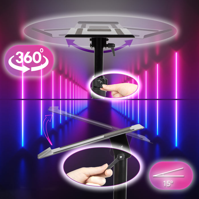 Duronic SPS30 2 Supporti per Altoparlanti da tavolo | Altezza regolabile da 26,4 a 40,5 cm | Inclinazione e rotazione | Vassoio 24 x 20 cm | Base 25 x 20 cm | Studio di registrazione per l'home cinema