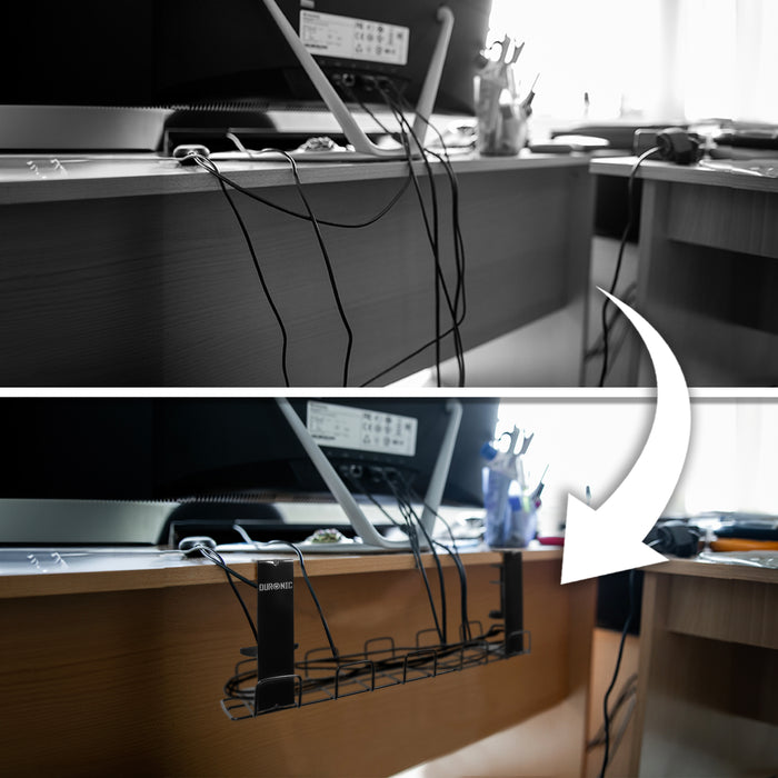 Duronic CMH2 supporto per cavi da scrivania| Nero lega d'acciaio dimensioni 40 x 16 x 17 cm |Stile moderno| Funzione di fissaggio a morsetto senza uso trapano|Sicuro ordinato conveniente estetico