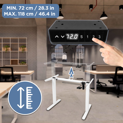 Duronic CD160 WG Scrivania Elettrica Regolabile in Altezza 160x60 cm Bianco, Desk Motorizzato 72-118 cm, 3 Memorie, USB USB-C, Carico 70 kg, Postazione Ergonomica Ufficio Casa Smart Working
