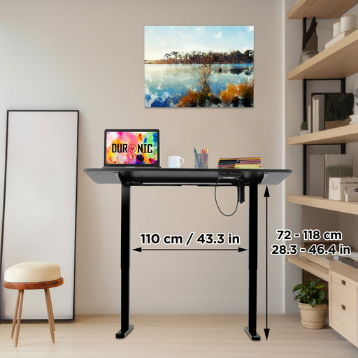 Duronic CD140 BK Scrivania Elettrica Regolabile in Altezza 140x60 cm Nera, Desk Sit Stand Motorizzato 72-118 cm con Memorie USB USB-C, Carico 70 kg, Postazione Ergonomica Ufficio Casa Smart Working