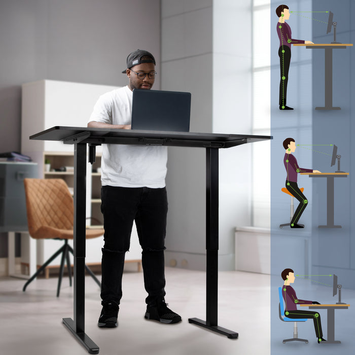 Duronic CD140 BK Scrivania Elettrica Regolabile in Altezza 140x60 cm Nera, Desk Sit Stand Motorizzato 72-118 cm con Memorie USB USB-C, Carico 70 kg, Postazione Ergonomica Ufficio Casa Smart Working