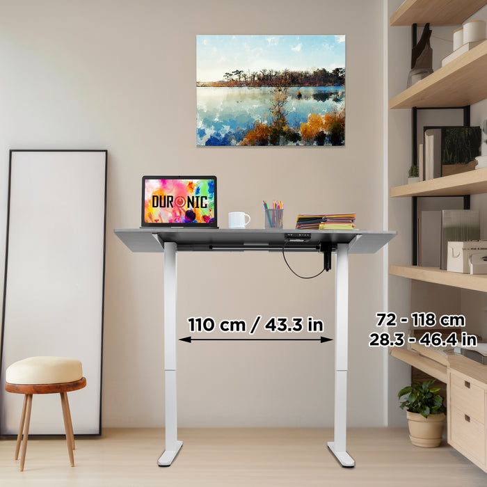 Duronic CD140 WE Scrivania Elettrica Regolabile in Altezza 140x60 cm, Desk Sit Stand Motorizzato 72-118 cm con Memorie USB USB-C, Carico 70 kg, Postazione Ergonomica Ufficio Casa Smart Working
