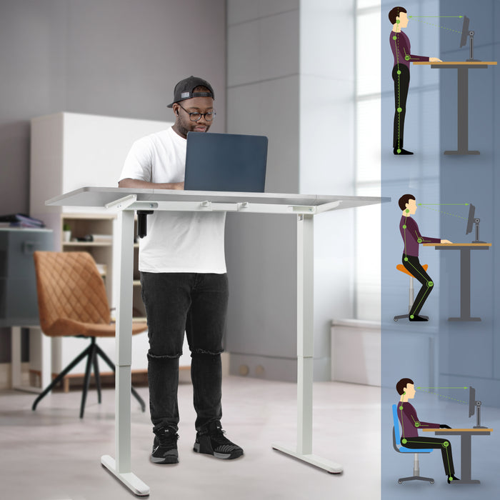 Duronic CD140 WE Scrivania Elettrica Regolabile in Altezza 140x60 cm, Desk Sit Stand Motorizzato 72-118 cm con Memorie USB USB-C, Carico 70 kg, Postazione Ergonomica Ufficio Casa Smart Working