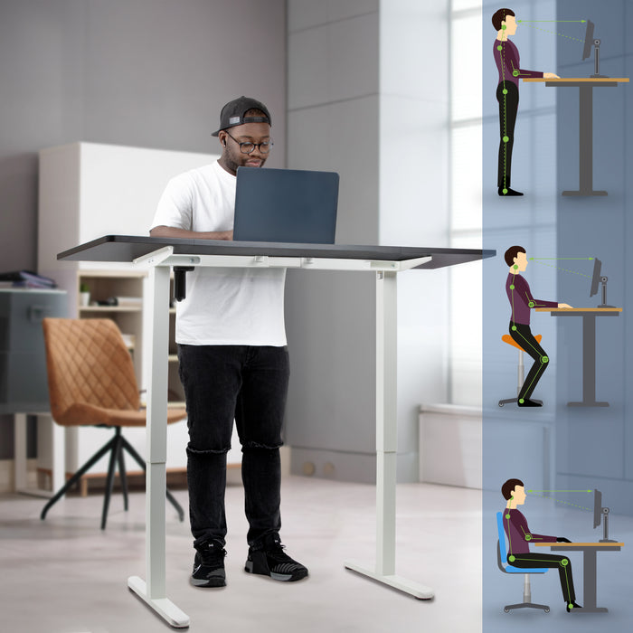 Duronic CD140 WK Scrivania Elettrica Regolabile in Altezza 140x60 cm, Desk Sit Stand Motorizzato 72-118 cm con Memorie USB USB-C, Carico 70 kg, Postazione Ergonomica Ufficio Casa Smart Working
