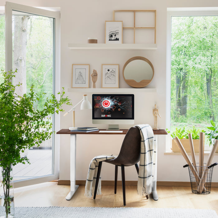 Duronic CD140 WT Scrivania Elettrica Regolabile in Altezza 140x60 cm, Desk Sit Stand Motorizzato 72-118 cm con Memorie USB USB-C, Carico 70 kg, Postazione Ergonomica Ufficio Casa Smart Working