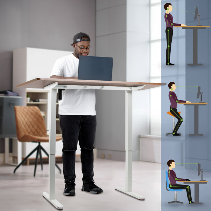 Duronic CD140 WT Scrivania Elettrica Regolabile in Altezza 140x60 cm, Desk Sit Stand Motorizzato 72-118 cm con Memorie USB USB-C, Carico 70 kg, Postazione Ergonomica Ufficio Casa Smart Working