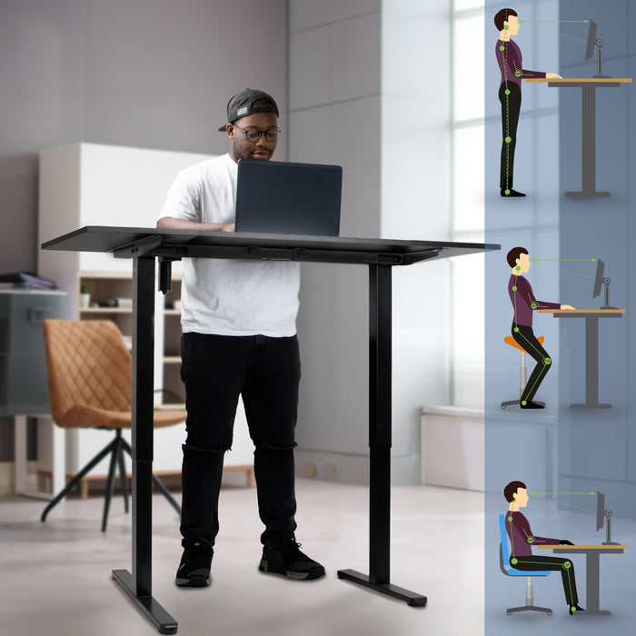 Duronic CD160 BK Scrivania Elettrica Regolabile in Altezza 160x60 cm Nera, Desk Sit Stand Motorizzato 72-118 cm, 3 Memorie, USB USB-C, Carico 70 kg, Postazione Ergonomica Ufficio Casa Smart Working