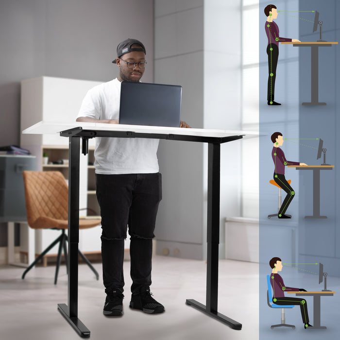 Duronic CD160 BW Scrivania Elettrica Regolabile in Altezza 160x60 cm Nera Bianco, Desk Motorizzato 72-118 cm, 3 Memorie, USB USB-C, Carico 70 kg, Postazione Ergonomica Ufficio Casa Smart Working