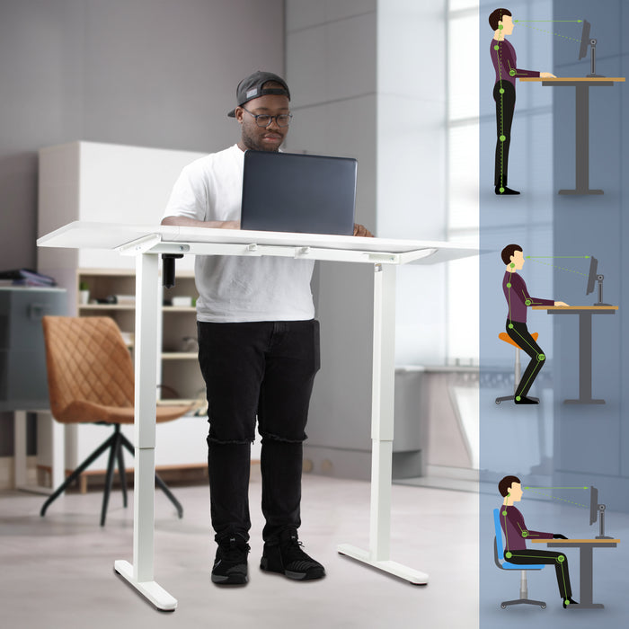Duronic CD160 WE Scrivania Elettrica Regolabile in Altezza 160x60 cm Bianco, Desk Motorizzato 72-118 cm, 3 Memorie, USB USB-C, Carico 70 kg, Postazione Ergonomica Ufficio Casa Smart Working